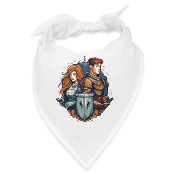 Ritter und Maid in den Waffen des Mittelalters - Bandana - Weiß - Vorne
