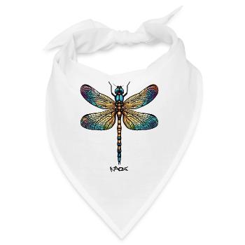 Eine farbenfrohe Libelle - Bandana - Weiß - Vorne