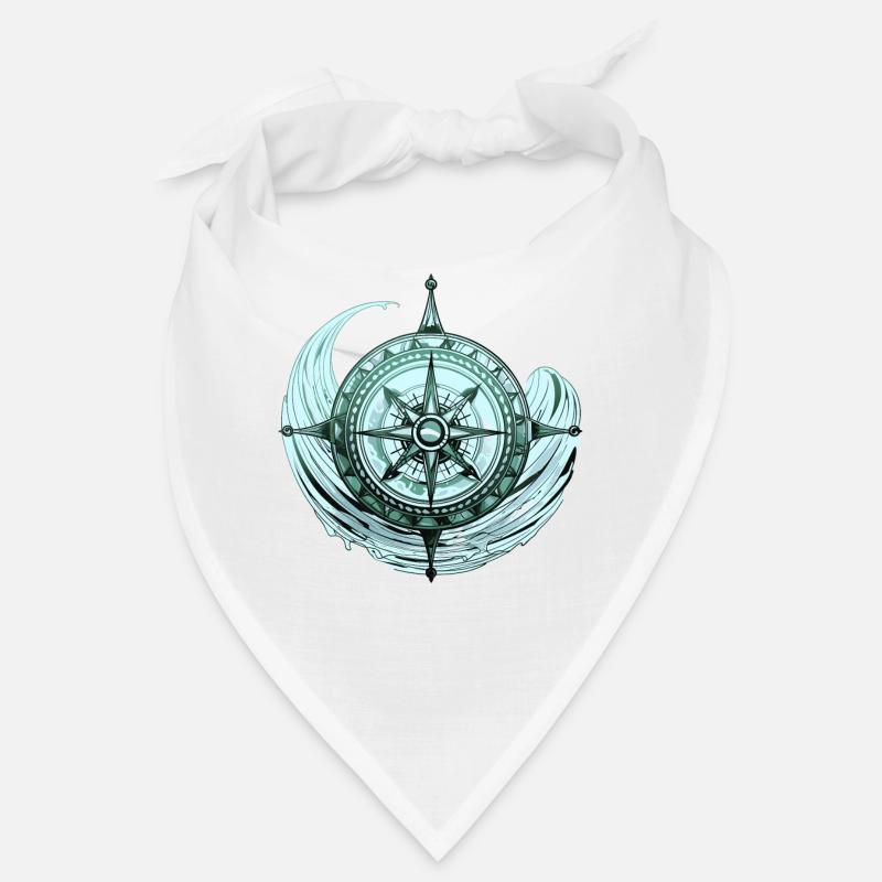 Underwater Compass Navigation Sea Wave Sailing - Bandana - Weiß