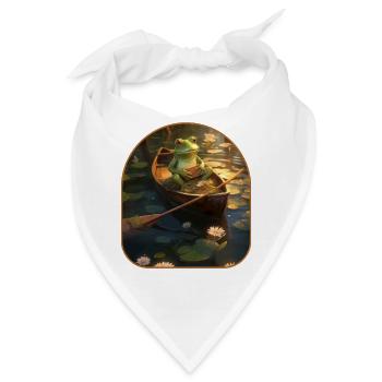Frosch-Kanu-Abenteuer-Stream-Seerosenblätter Cottagecore - Bandana - Weiß - Vorne