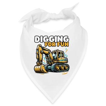 Digging for Fun – Bagger Buddeln zum Spaß - Bandana - Weiß - Vorne
