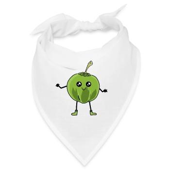 Kokos Kokosnuss Kawai Obst Frucht Vegetarisch - Bandana - Weiß - Vorne
