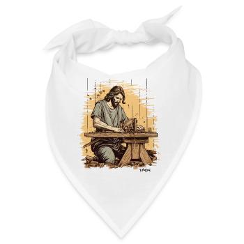 Jesus und Josef, die Zimmerleute: Zimmermann - Bandana - Weiß - Vorne