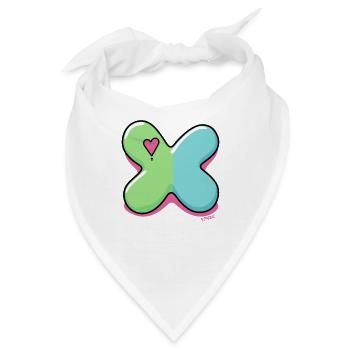 Markiere ein X, wenn du Herzen liebst - Bandana - Weiß - Vorne
