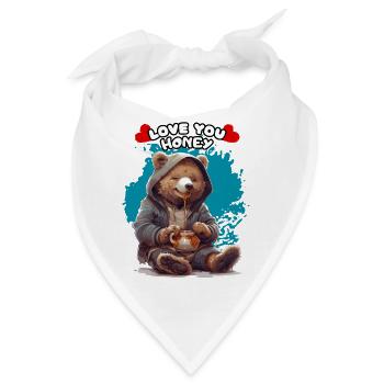 LOVE YOU HONEY. Bär, Honig, Zweideutig, Humor, Fun - Bandana - Weiß - Vorne