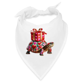 Schildkrötenpanzerherzen Valentinstag langsam und sicher - Bandana - Weiß - Vorne