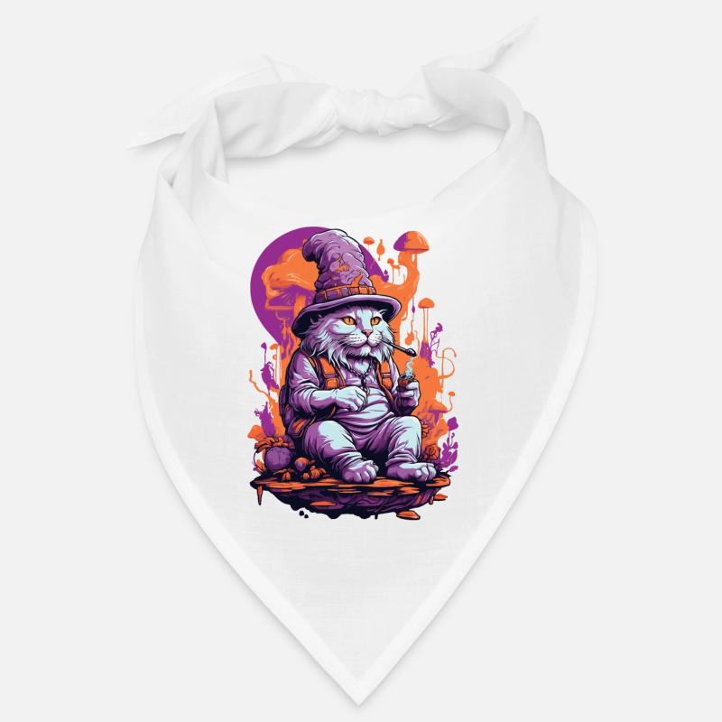 Art psychédélique forêt champignons Goa Trance chat Bandana