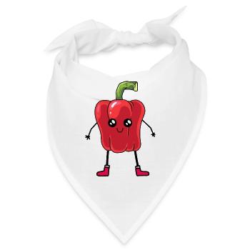Paprika Schote Gemüse Speise Vegetarisch - Bandana - Weiß - Vorne