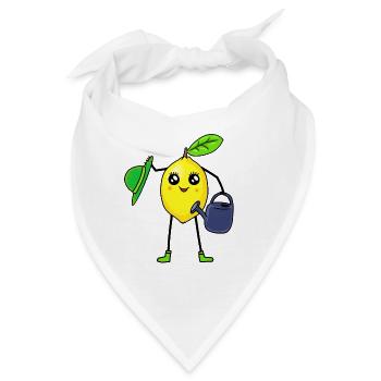 Zitrone Frucht Obst Gärtner Gießkanne Gartenarbeit - Bandana - Weiß - Vorne