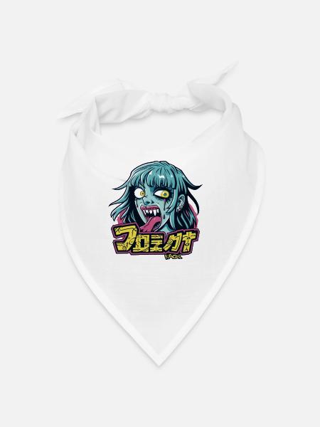 Anime Manga Horror Zombie Mädchen Kuss - Bandana Dreieckstuch - Weiß