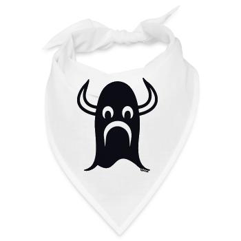 Wikinger Cartoon Gesicht Helm - Bandana - Weiß - Vorne