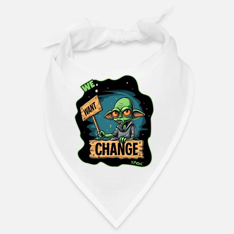 Green alien protests for change Bandana