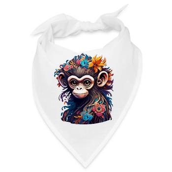 Süßer Affe / Affenmädchen / niedlich /Haarschleife - Bandana - Weiß - Vorne