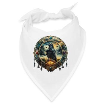 Mystischer Rabe, Emblem, Symbolik, Magie, Fantasie - Bandana - Weiß - Vorne