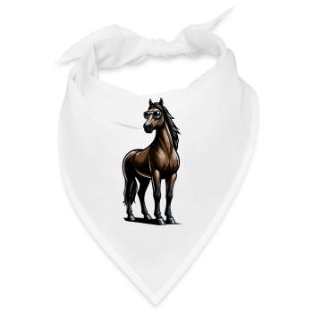 Pferd mit Sonnenbrille in Comicstyle - Bandana - Weiß - Vorne