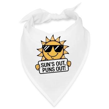 Lächelnde Sonne mit Sonnenbrille "Die Sonne ist raus, Wortspiele raus!" - Bandana - Weiß - Vorne