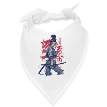 Verdammt! Samurai Straßenkampf Denim Anime Mädchen - Bandana - Weiß - Vorne