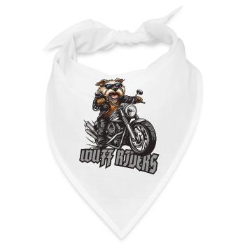 Wuff Riders: Motorradfahrender Rocker Biker Hund - Bandana - Weiß - Vorne