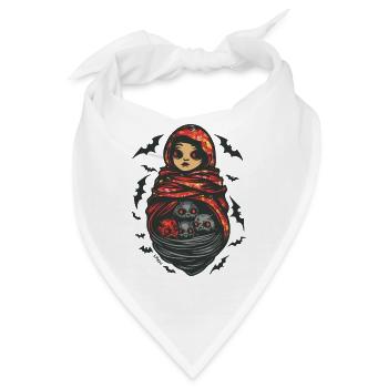 Babuschka und Fledermäuse: Horror Matrjoschka - Bandana - Weiß - Vorne