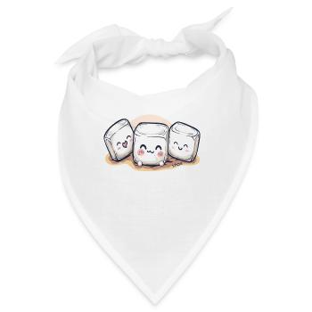 Süße, niedliche Chibi Marshmallows - Bandana - Weiß - Vorne