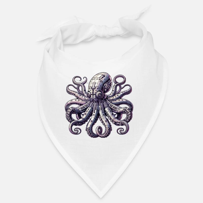 Krake Roboter, Robokrake, Roboter-Krake - Bandana - Weiß