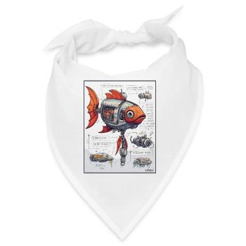 Technische Skizze mechanischer Roboter-Fisch - Bandana - Weiß - Vorne