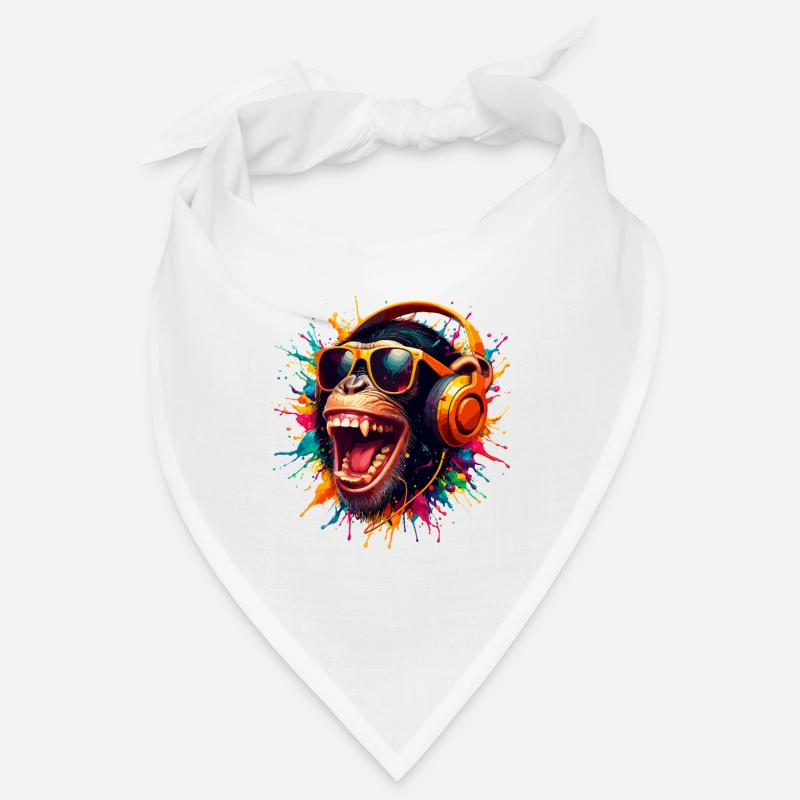 DJ Monkey Affe Party Schimpanse Kopfhörer lustig Bandana
