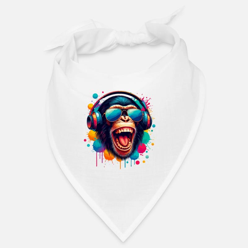 DJ Monkey Chimpanzé Casque De Musique Singe Cool Bandana