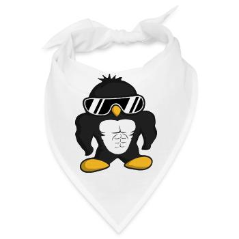Bodybuilder Pinguin Lustige Coole Muskeln Sonnenbrille - Bandana - Weiß - Vorne