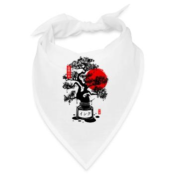 Japanische Bonsai-Tinte - Schwarz - Bandana - Weiß - Vorne