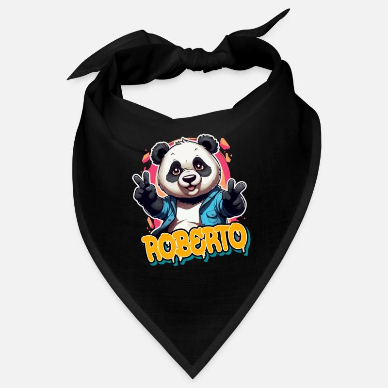 ROBERTO - Beau prénom de garçon avec un panda cool Bandana