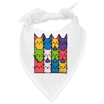 regenbogen Katzen geometrisch Geschenk Kätzchen - Bandana - Weiß - Vorne