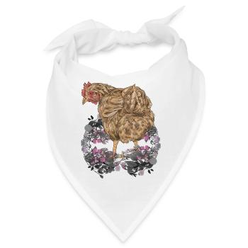 Frühling Henne Huhn Federvieh Geflügel Natur - Bandana - Weiß - Vorne