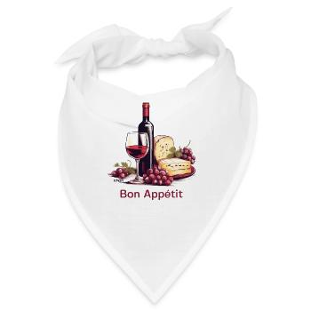 Wein, Trauben, Käse: Frankreich, Bon Appétit! - Bandana - Weiß - Vorne