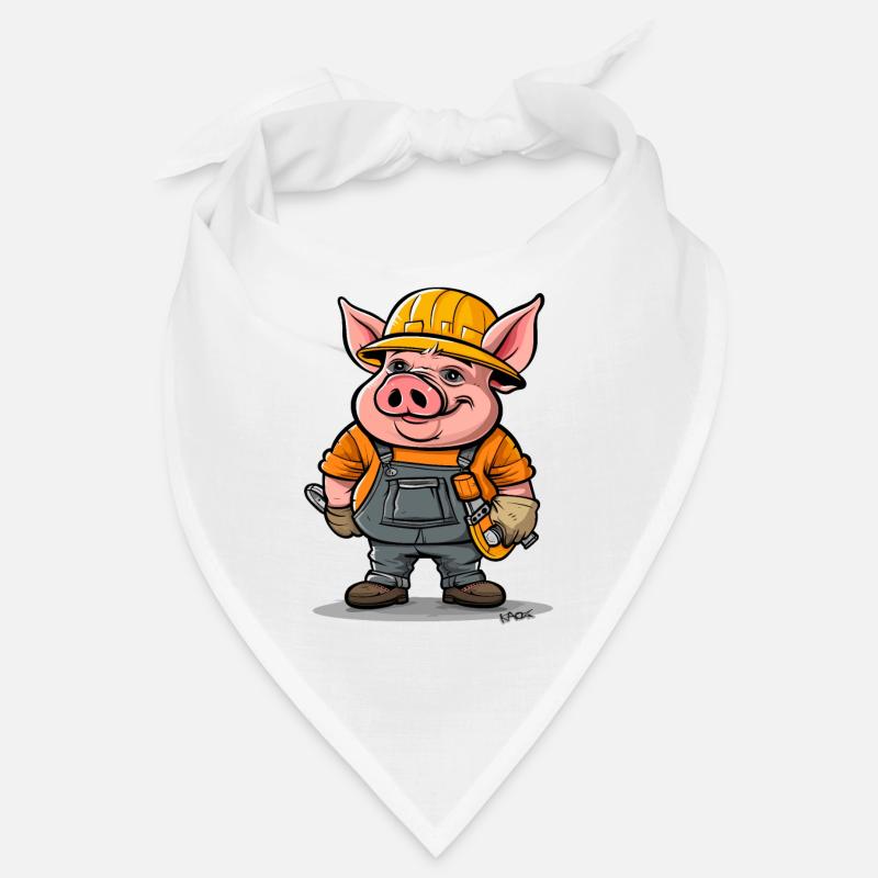 Cochon drôle d’ouvrier de la construction de bande dessinée Bandana