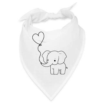 Elefant mit Ballon - Bandana - Weiß - Vorne