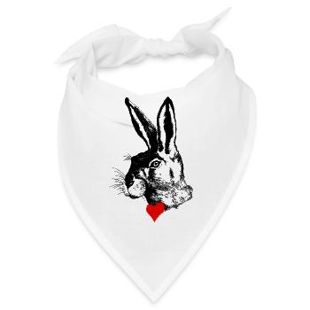 Stilvolles Hasen-Design – Osterhase Feldhase - Bandana - Weiß - Vorne