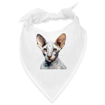 Cornish Rex Kätzchen Cornish Rex Katze - Bandana - Weiß - Vorne