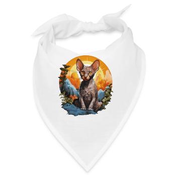Cornish Rex Kätzchen Cornish Rex Katze - Bandana - Weiß - Vorne