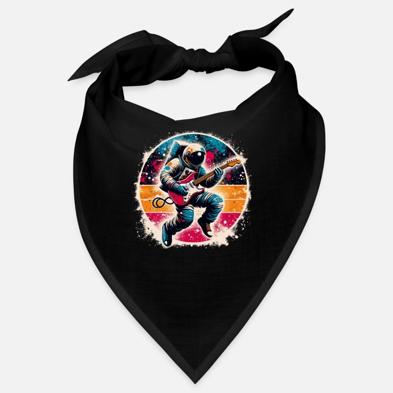 Retro-Astronaut spielt E-Gitarre Bandana