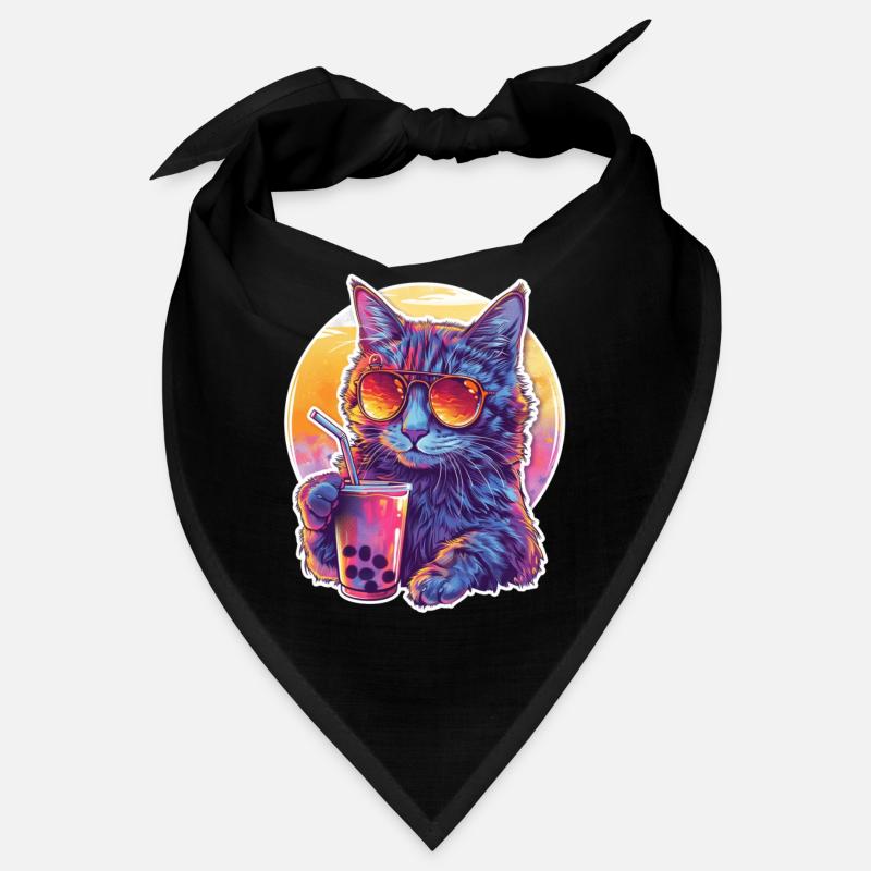 Bubble Tea Getränk Lover Kitten Drink Bande dessinée Bandana