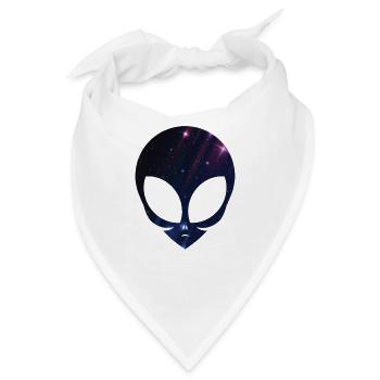 Alien Kopf Sternenhimmel T-Shirt Kosmischer Raum - Bandana - Weiß - Vorne