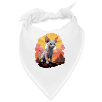 Devon Rex Kätzchen Devon Rex Katze - Bandana - Weiß - Vorne