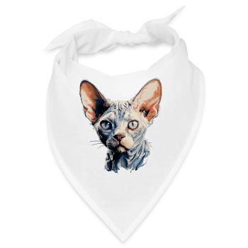 Devon Rex Kätzchen Devon Rex Katze - Bandana - Weiß - Vorne