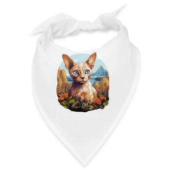 Devon Rex Kätzchen Devon Rex Katze - Bandana - Weiß - Vorne