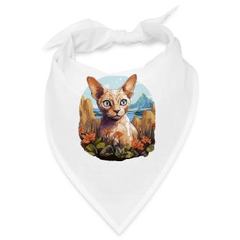 Devon Rex Kätzchen Devon Rex Katze - Bandana - Weiß - Vorne