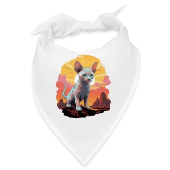 Devon Rex Kätzchen Devon Rex Katze - Bandana - Weiß - Vorne