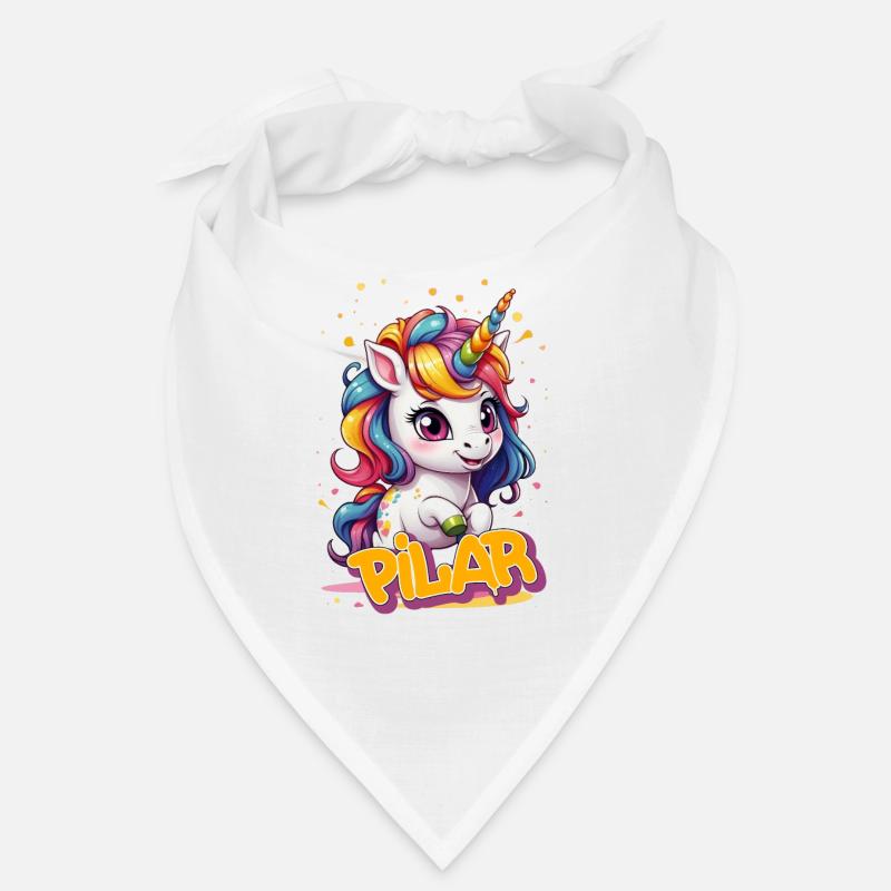 PILAR - Schöner Mädchen Name mit süßem Einhorn Bandana