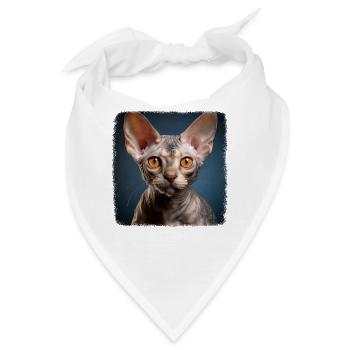Devon Rex Kätzchen Devon Rex Katze - Bandana - Weiß - Vorne
