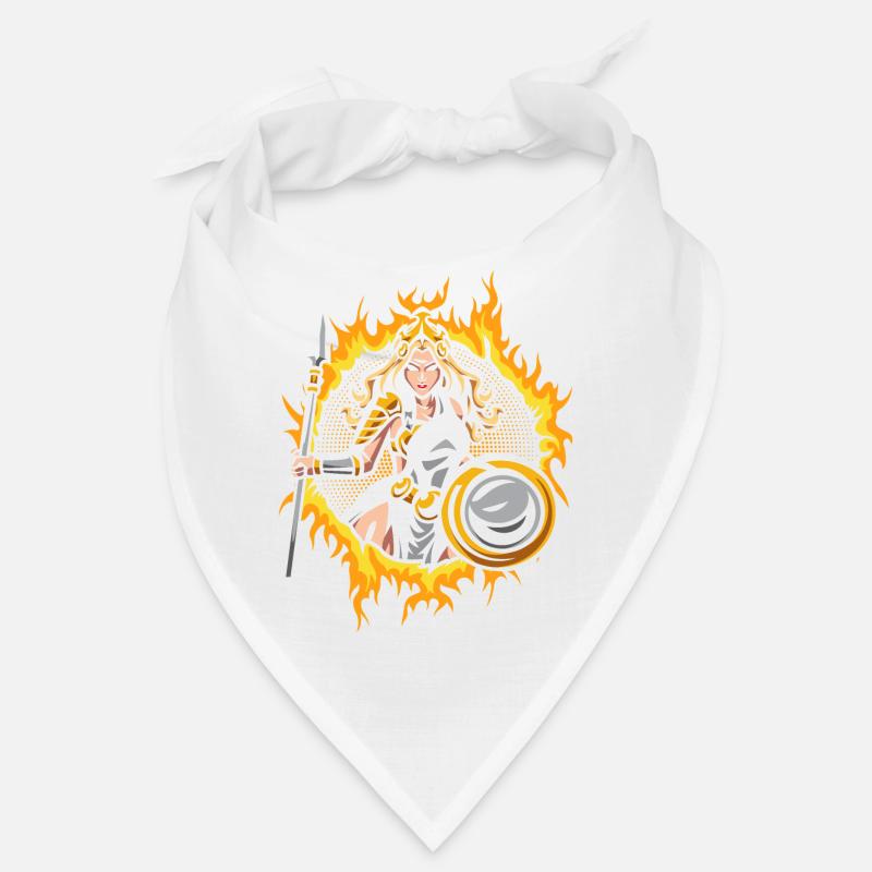Athena with Halftone Gold Fire Background Bandana